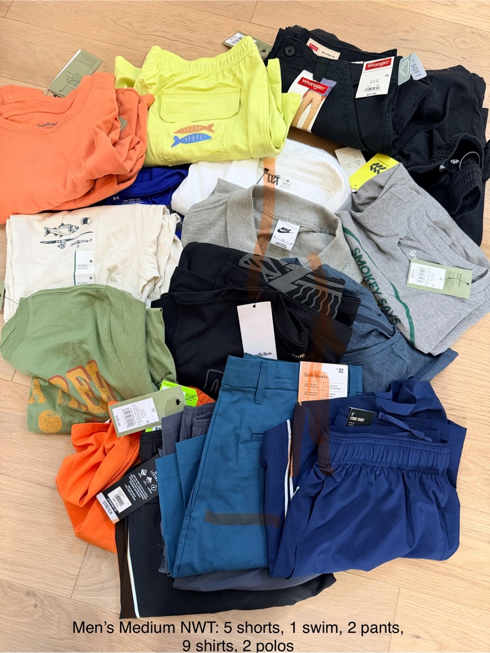19 items!!! Men’s Medium NWT Bundle - shorts, pants, swim, tshirts and polos***